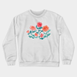 Chrysanthemum Watercolor & Pen Print - Pastels Crewneck Sweatshirt